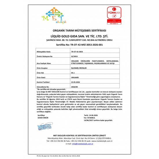 Organik Üzüm Özü 315g